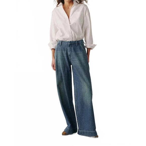 WARP + WEFT Pants - NEW WARP + WEFT venetian wide leg trouser in sailing day